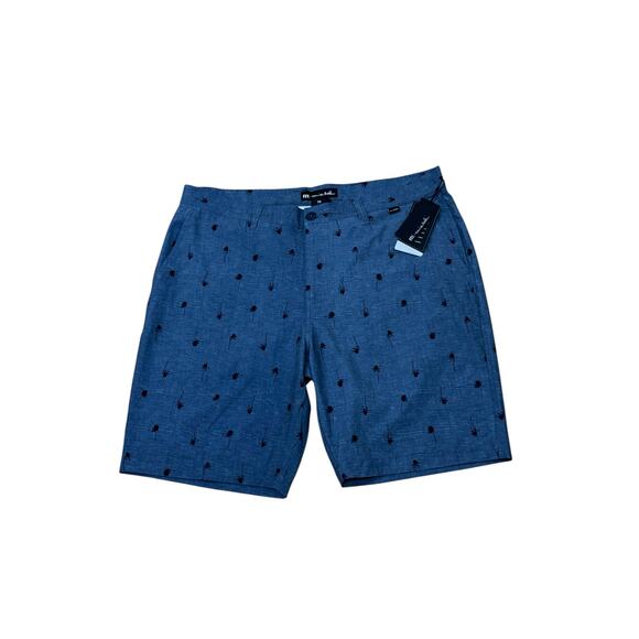 NWT! Travis Mathew But Why Blue Palm Tree Golf Shorts 40 - Picture 1 of 5
